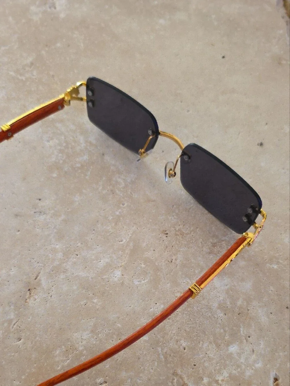 Cartier Rimless Sunglasses in Black and Gold with Red Case